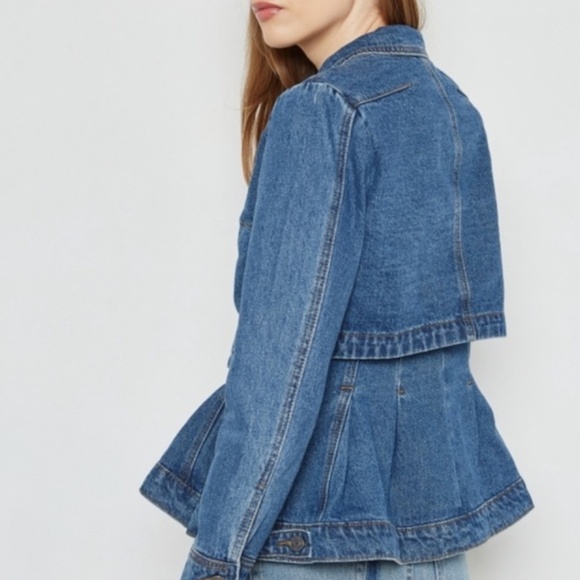 NEW! Current Air Denim Peplum Overlay Jean Jacket Size XS - Picture 10 of 15